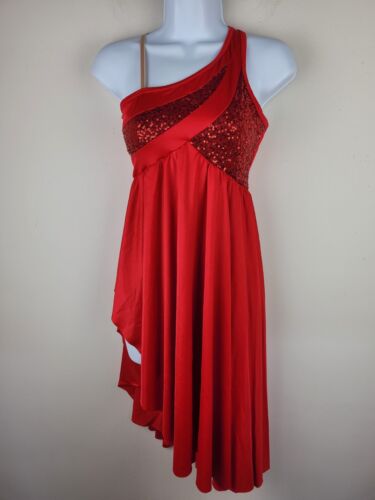 Costume de danse adultes femme S paillettes rouge paillettes robe ballet jazz rideau appel - Photo 1 sur 8