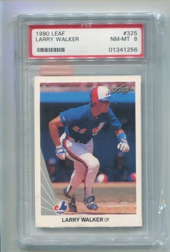 1990 Leaf - LARRY WALKER - Rookie Card #325 - MONtREAL EXPOS PSA 8