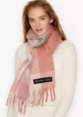 Victoria's Secret Pink Plaid Plush Scarf NWT | eBay