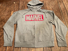 MARVEL adult M medium DISNEY gray zip up hooded sweatshirt Hoodie spiderman hulk