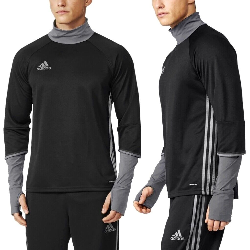 Disparates Vacío Asimilar Adidas Men&#039;s Sport Longsleeve Pullover Turtleneck Running Shirt  Football Black | eBay