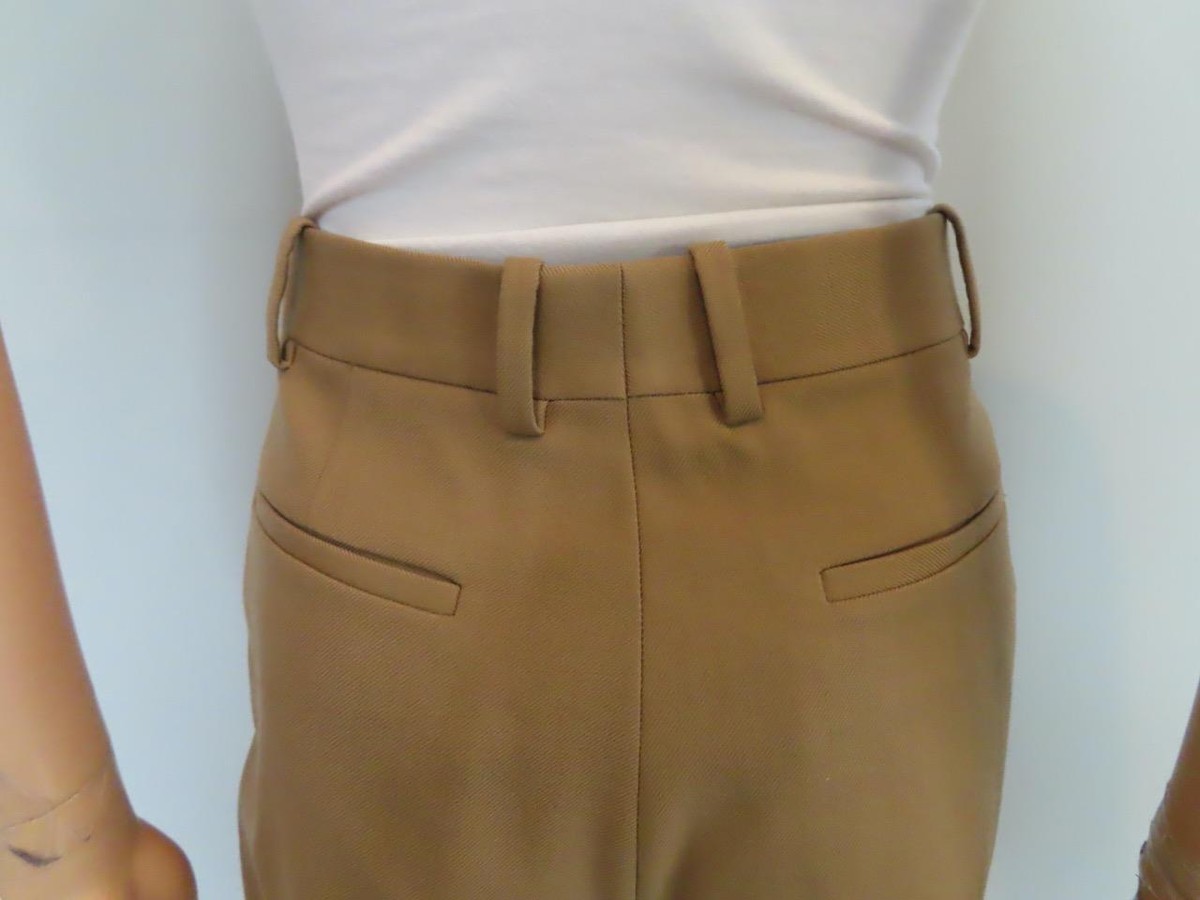 NWT Saint Laurent Beige Pleated Front Wide-Leg Trouser Pants
