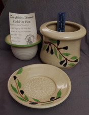 NEW The Gourmet Potter Dip Chiller/Warmer Set Olive