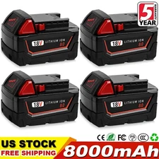 4 PACK For Milwaukee for M18 8.0Ah Lithium Extended Capacity Battery 48-11-1860