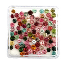 Natural Multi Tourmaline Loose Gemstone Round Faceted Lot 87 Pcs 3 MM 10 CT