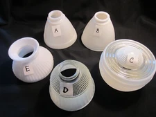 replacement VINTAGE LAMP SHADES, Milk Glass Waffle Student Art Deco, CHOICE of 5