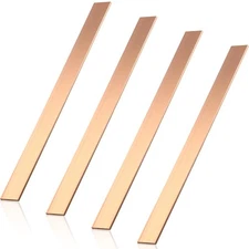 Gisafai 4 Pieces C110 Copper Flat Bar 1/8" x 1" x 12" Long Solid Copper Bus B...
