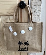 #1- Custom crafted Ig burlap jute tote, Easter, beach bag 15.3 × 12.2 x 5.9