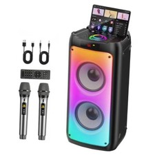 Adult Karaoke Machine - 2 Mics - Dual 6.5" Woofers Wide-Coverage Sound
