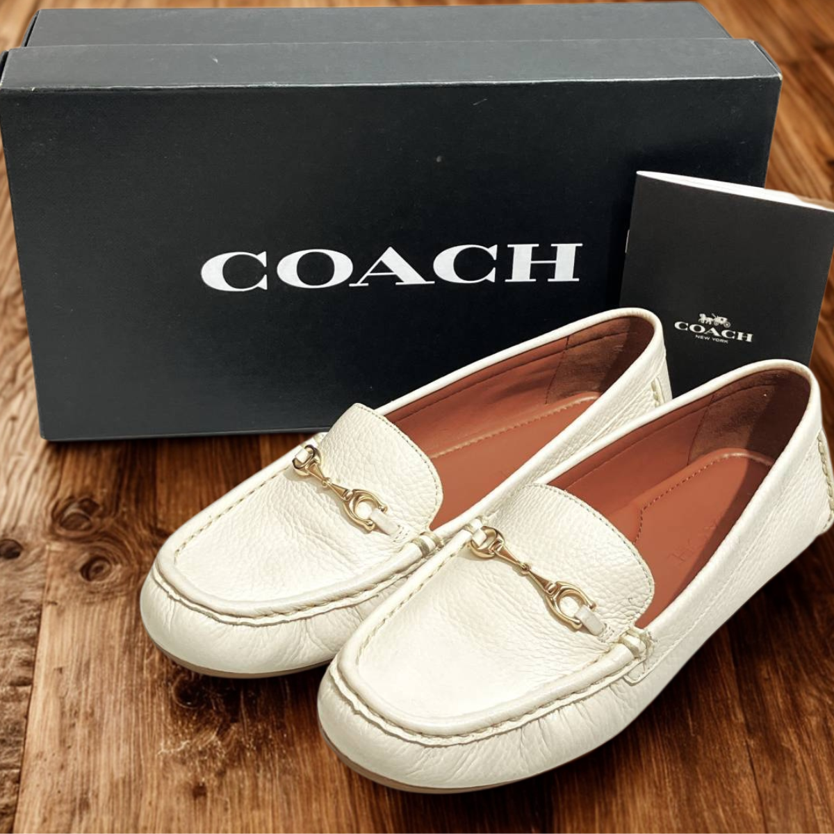 Coach Mavis Leather Loafers Women's Sz 9B Chalk White FG4581