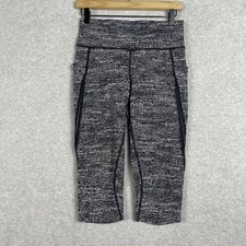 Lululemon Black Pull On Crop Capri Pants Womens 8 Athletic Running Gym Yoga