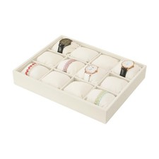 Coward Beige Velvet Watch Bangle Organizer Tray, Velvet 12 Grids Tray for Wat...