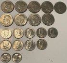 US Coins Lot Of 20, 9 Eisenhower Dollars, 9 Kennedy Half, 2 Susan B, Circulated