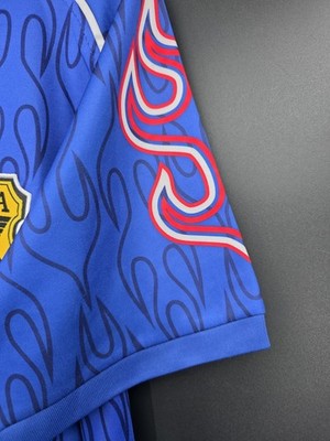 Vintage Japan National Team Jersey ASICS XL Blue Flame Pattern