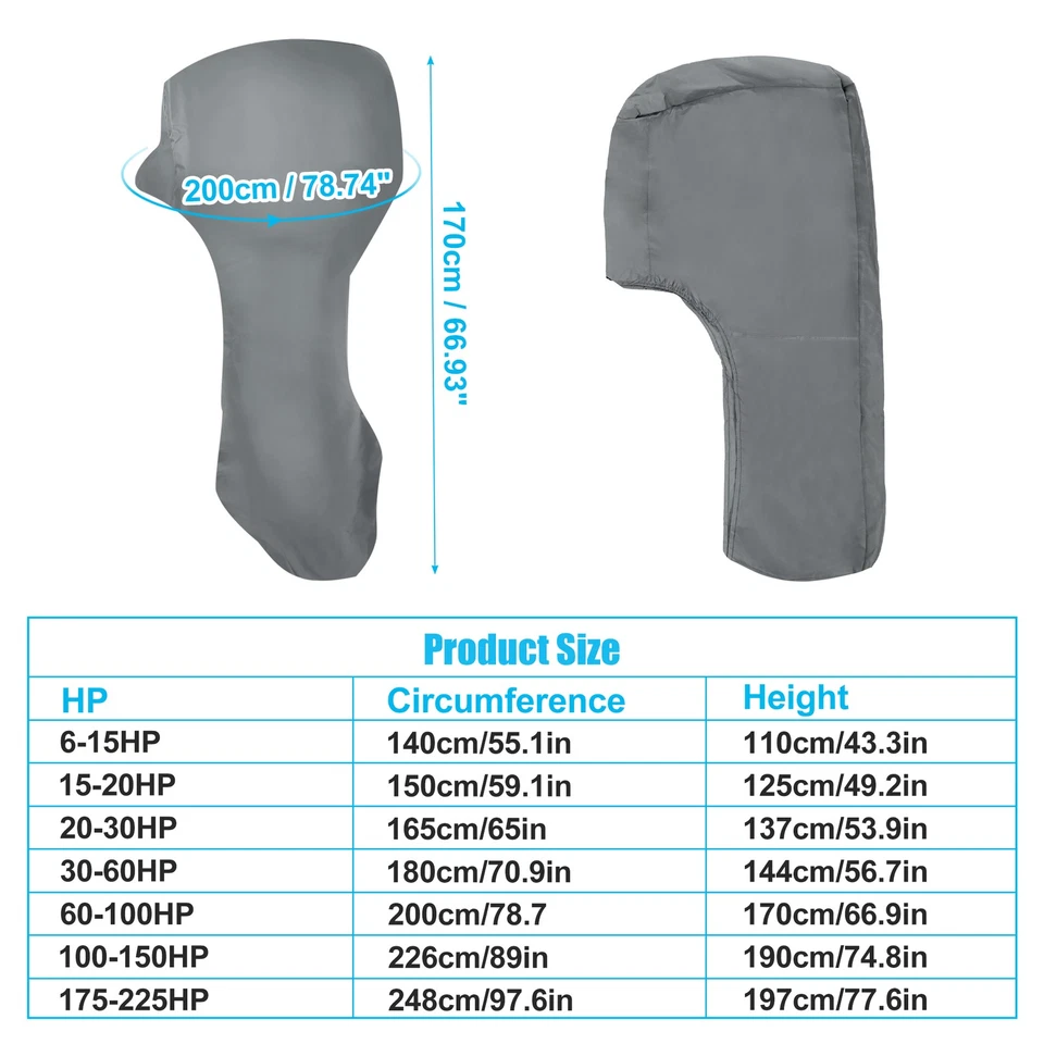Motor Volle Außenborder Abdeckung Boot Motor für Auf 60-100 HP Grau - Bild 3 von 4