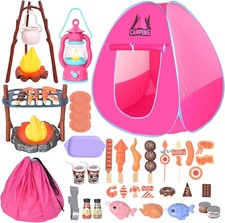 Kids Camping Set with Play Tent,Campfire,Lantern,Indoor Outdoor Camping Set with