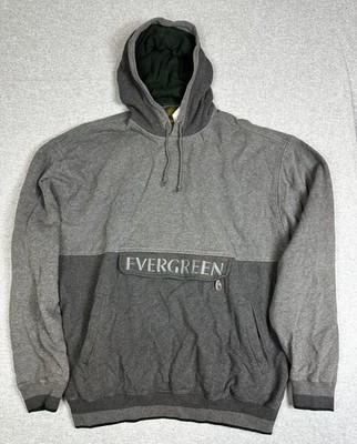 Evergreen Sport Hoodie Mens XL Gray Two-Tone Pullover Zip Pocket Lined Hood New