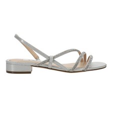 Nina Skylee Low Heels Metallic Dress Wedding Womens Silver Dress Sandals SKYLEE
