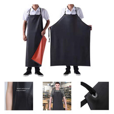 Waterproof Vinyl Apron Black 43x29 Inches Adjustable Long Rubber Cooking