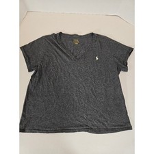 Polo Ralph Lauren XXL Mens Gray V Neck T Shirt Short Sleeve Pony Logo