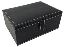 Storage Box For Up To 4" Staunton Chess Men Set Black Faux Leather