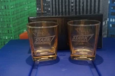 Marvel Iron Man Stark Industries Tumbler Glass Cup Set 2-Pack - NEW Open Box~~