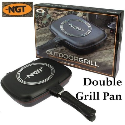 NEU NGT Double Grill Pan für Camping Angeln Zelten Survival See Outdoor Urlaub