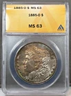 1885-O U.S. $1 Morgan Silver Dollar ANACS MS63 ~ TONED