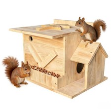 Handmade Squirrel House with Porch Solid Wood Outdoor Nesting Box Includes