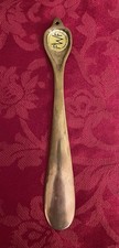 Vintage PWF Brass Shoe Horn Made In Korea Floral Design With Hanging Loop 8  