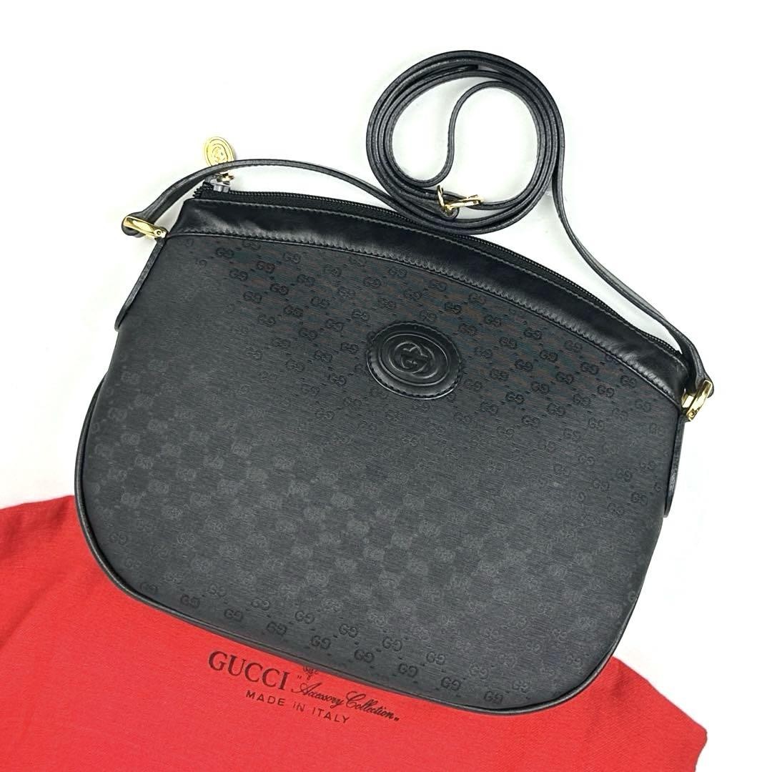Gucci Micro GG PVC Leather Black Shoulder Bag Pochette