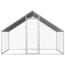 Chicken Cage Walk-in Chicken Coop Pen Poultry Cage Galvanized Steel vidaXL