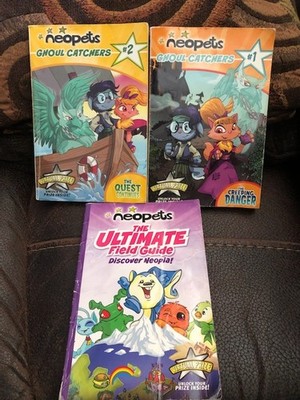 Neopets 3 Book Lot - The Ultimate Field Guide + Ghoul Catchers 1 + 2