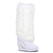 Botas de cuña Ellie de 4 pulgadas con plataforma iluminada de piel hasta la rodilla 455 Happy Wht