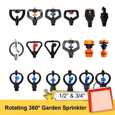 1/2" 3/4" Rotating 360&deg; Garden Sprinkler Water Spray for Lawn, Farm & Irrigation