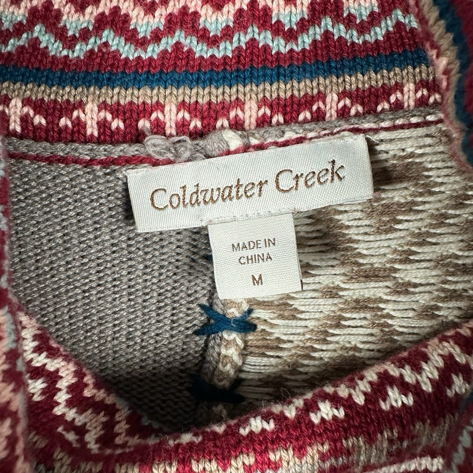 Coldwater Creek M Patchwork Knit Pullover Cowl Ne… - image 4