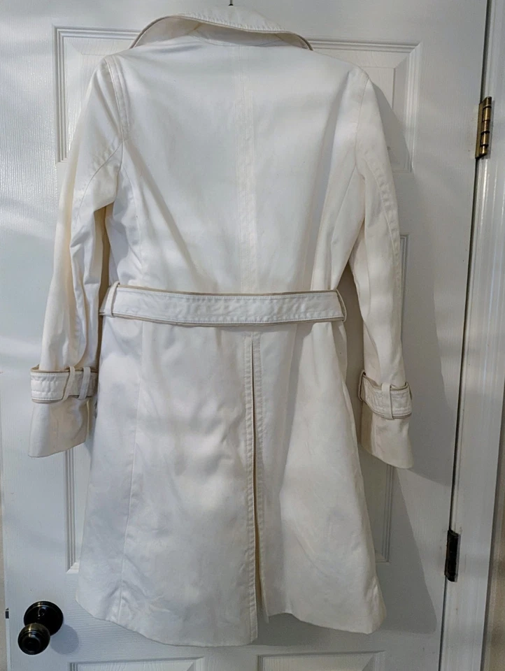 COACH GABARDINA MUJER DOBLE BOTONADURA Chaqueta Ligera Marfil Talla S Foto 2 de 4