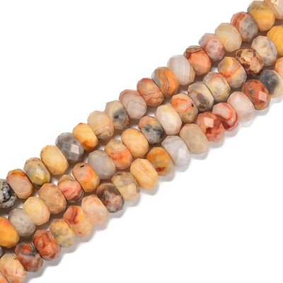 Crazy Agate Hard Cut Faceted Rondelle Beads Size 5x8mm 15.5'' Strand (5x8mm)