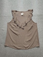 Cabi Women Tops S Multicolor Micro Star Print V Neck Ruffle Sleeveless Outdoor