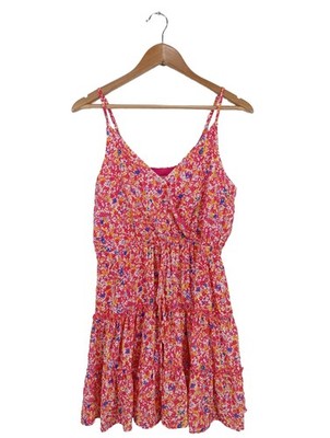 PINK LILY Volantkleid Damen Kleid Gr. DE 36 pink Casual-Look