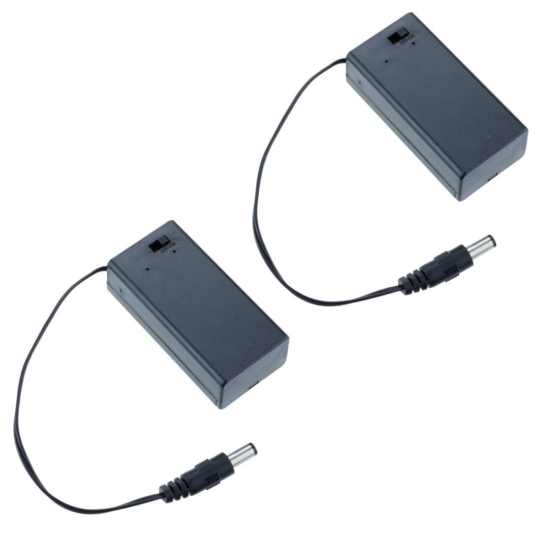 2 x 2.1mm Enclosed PP3 9V Battery Holder Case Box W/ 150mm Wire Leads and Switch