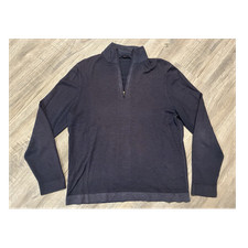 Elie Tahari 100 Wool Navy Quarter Zip Sweater Men's XL