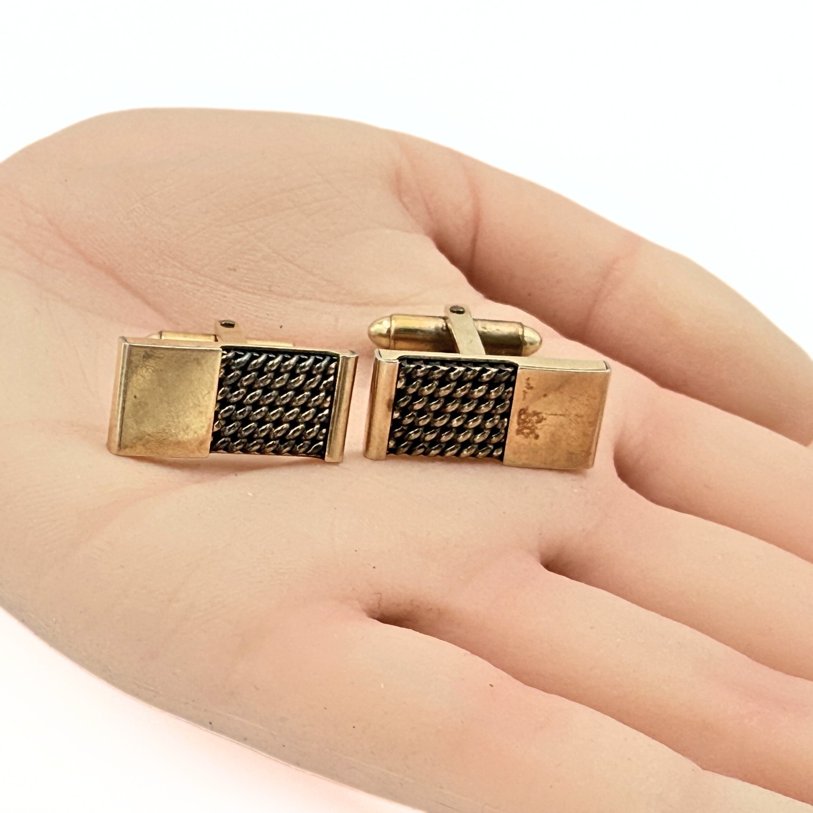 Distinguished Rectangular Textured Gold Plated Do… - image 4