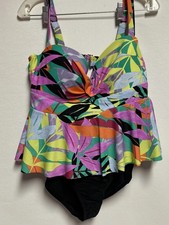 Terra & Sky Swimsuit 14W Bathing Dress Tummy Control Skirt Mold Cups Boning