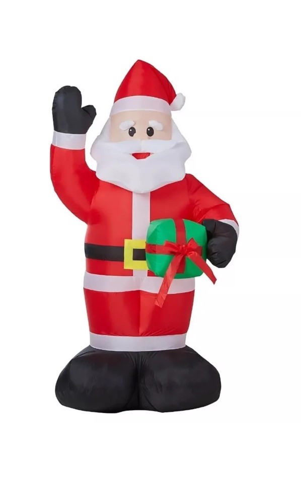 Homebase 652897 Inflatable Christmas Decoration 6ft 1.8m Santa with Gift