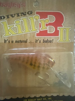 Vintage Bagley's Diving Kill'r BII Balsa Lure DKB2-DC9 Balsa Dark Crayfish