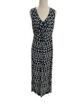 Mario Serrani Womens Black & White Small Maxi Comfort Stretch Bodycon Dress