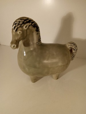Stig Lindberg Gustavsberg Grünes Pferd Horse 17 x 13 CM Top Zustand