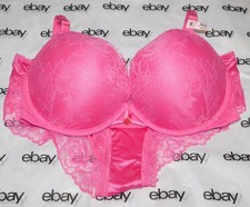 NEW Victoria's Secret Very Sexy Push-Up Bra Pink Lace 36DD & Cheeky Set Large VS