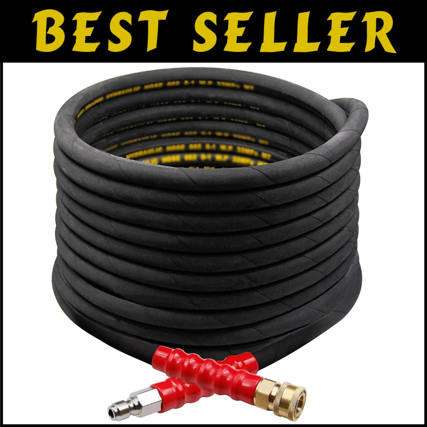 50FT Heavy-Duty 3/8 High Pressure Washer Hose with Quick Connect for Powerful Cleaning